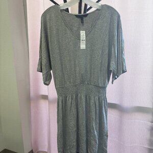 White House Black Market Gray Smocked Waist Dress Size Small